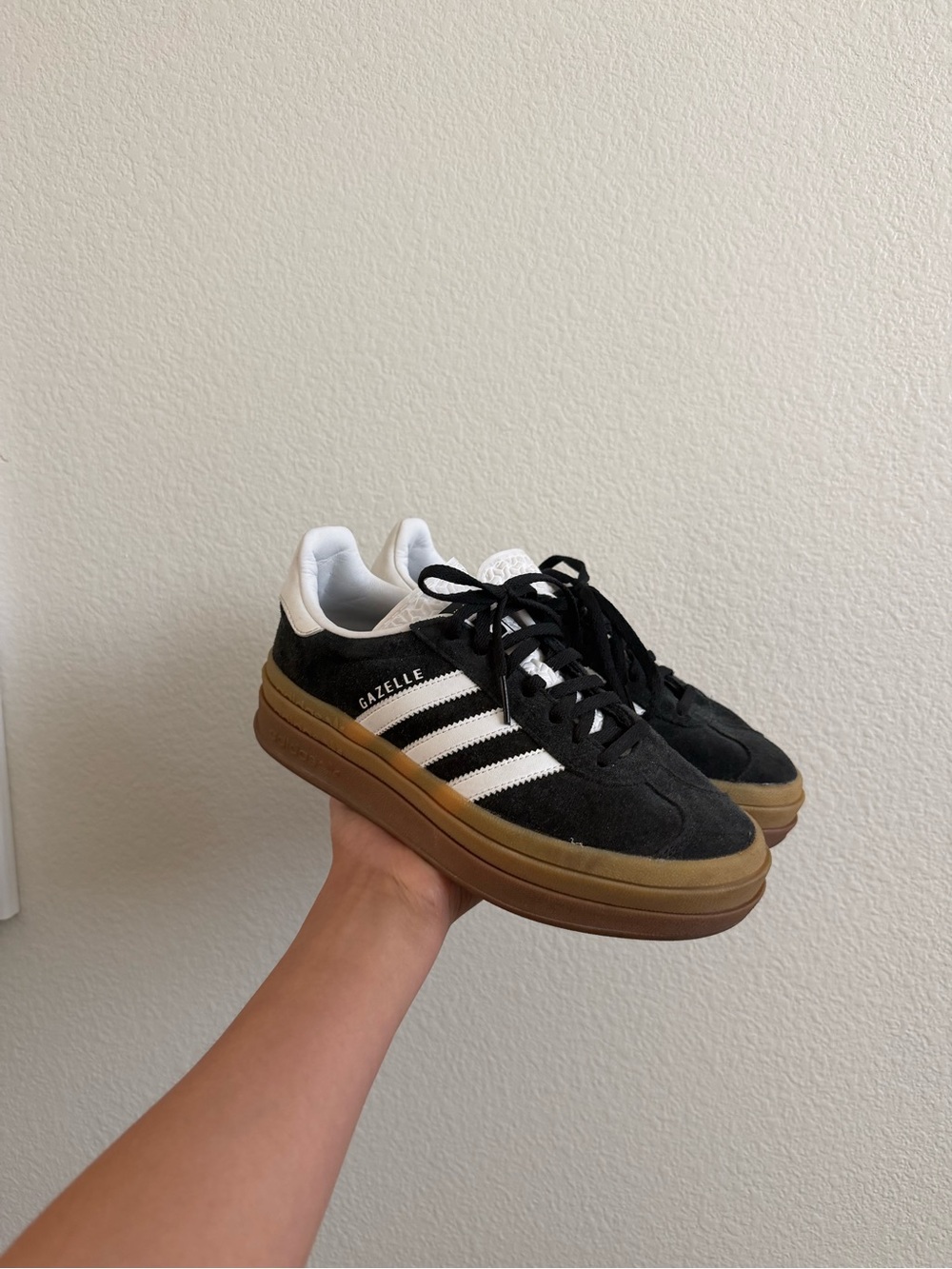 adidas Kids Gazelle Sneakers - Black White with Gum Sole